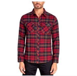 Jared Lang Red and Black Flannel Plaid Button Down Shirt